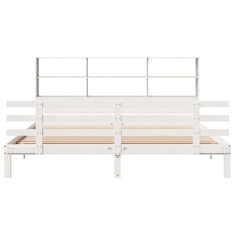 vidaXL Bookcase Bed without Mattress White 200x200cm Solid Wood Pine