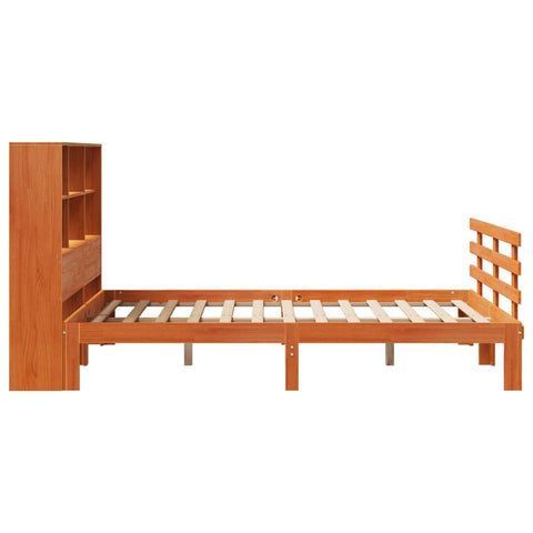 vidaXL Bookcase Bed without Mattress Wax Brown 135x190 cm Double Solid Wood Pine