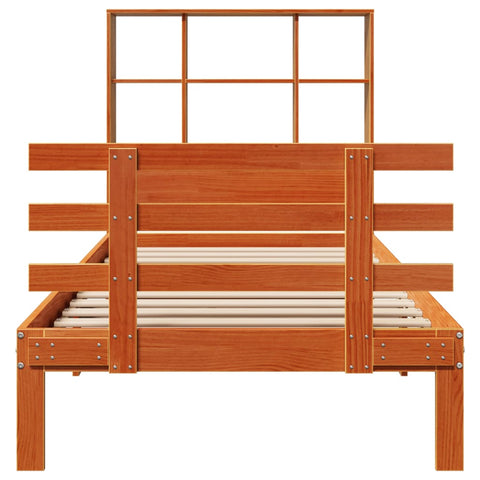 vidaXL Bookcase Bed without Mattress Wax Brown 90x200cm Solid Wood Pine