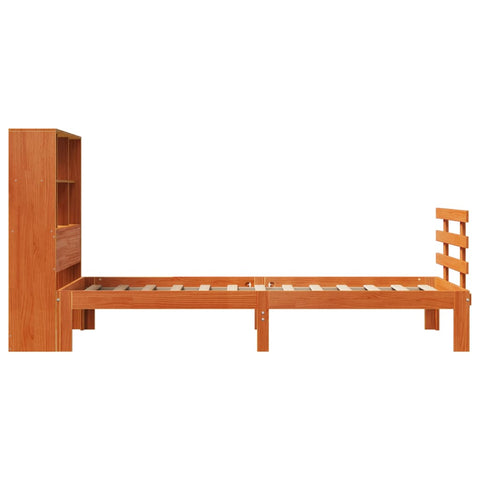 vidaXL Bookcase Bed without Mattress Wax Brown 90x200cm Solid Wood Pine