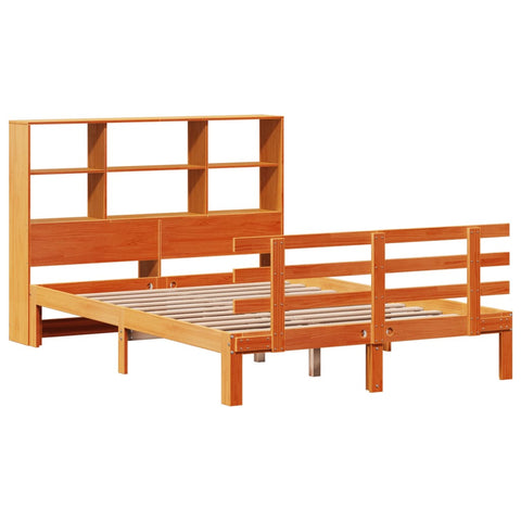 vidaXL Bookcase Bed without Mattress Wax Brown 160x200cm Solid Wood Pine