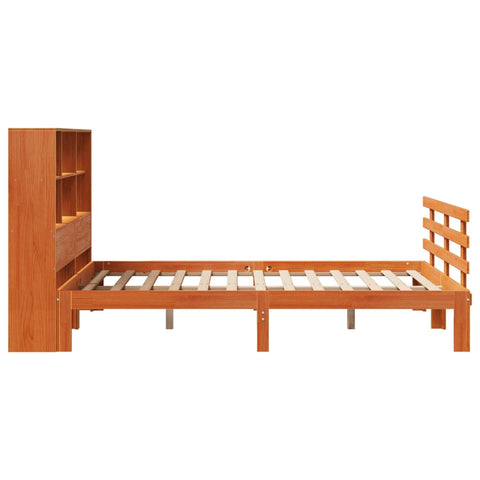 vidaXL Bookcase Bed without Mattress Wax Brown 160x200cm Solid Wood Pine