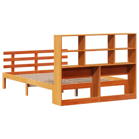 vidaXL Bookcase Bed without Mattress Wax Brown 160x200cm Solid Wood Pine