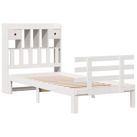 vidaXL Bookcase Bed without Mattress White 75x190 cm Small Single Solid Wood Pine