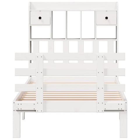 vidaXL Bookcase Bed without Mattress White 90x190 cm Single Solid Wood Pine