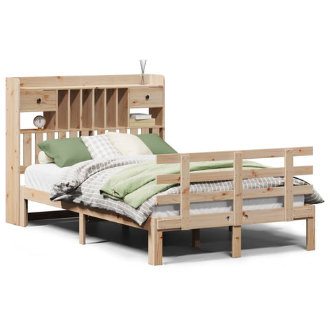 vidaXL Bookcase Bed without Mattress 135x190 cm Double Solid Wood Pine