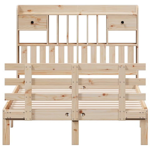 vidaXL Bookcase Bed without Mattress 135x190 cm Double Solid Wood Pine
