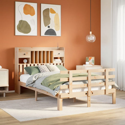 vidaXL Bookcase Bed without Mattress 135x190 cm Double Solid Wood Pine