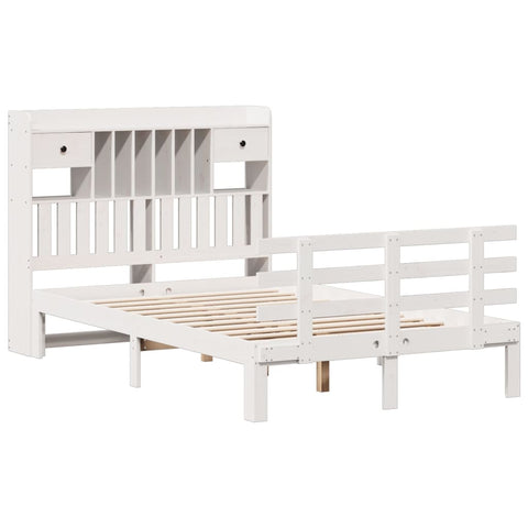 vidaXL Bookcase Bed without Mattress White 135x190 cm Double Solid Wood Pine