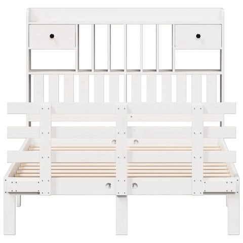 vidaXL Bookcase Bed without Mattress White 135x190 cm Double Solid Wood Pine