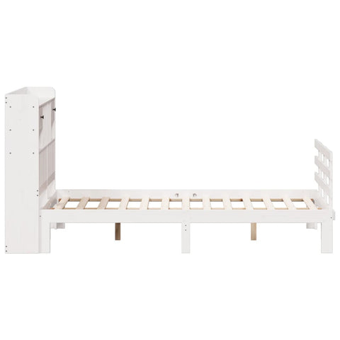 vidaXL Bookcase Bed without Mattress White 135x190 cm Double Solid Wood Pine