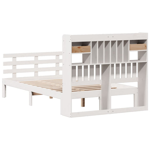 vidaXL Bookcase Bed without Mattress White 135x190 cm Double Solid Wood Pine