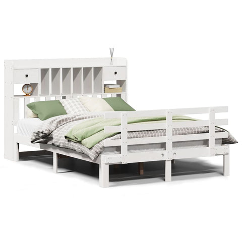 vidaXL Bookcase Bed without Mattress White 140x190 cm Solid Wood Pine