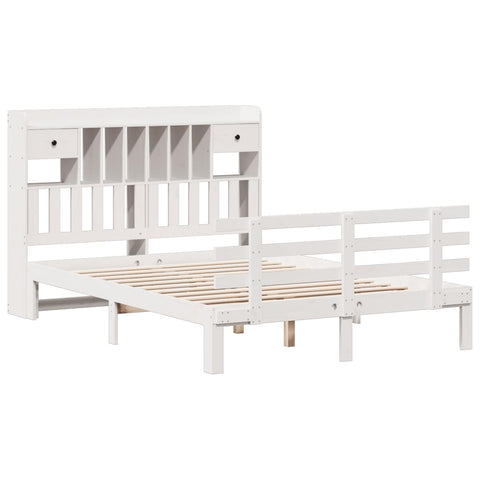 vidaXL Bookcase Bed without Mattress White 140x190 cm Solid Wood Pine