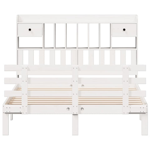 vidaXL Bookcase Bed without Mattress White 140x190 cm Solid Wood Pine
