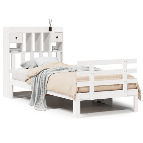 vidaXL Bookcase Bed without Mattress White 90x200cm Solid Wood Pine