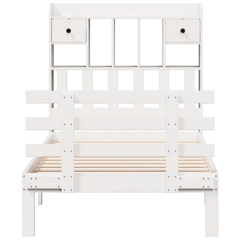 vidaXL Bookcase Bed without Mattress White 90x200cm Solid Wood Pine