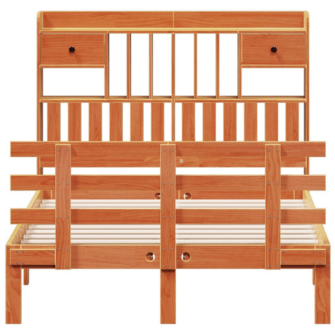 vidaXL Bookcase Bed without Mattress Wax Brown 135x190 cm Double Solid Wood Pine