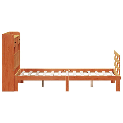 vidaXL Bookcase Bed without Mattress Wax Brown 135x190 cm Double Solid Wood Pine