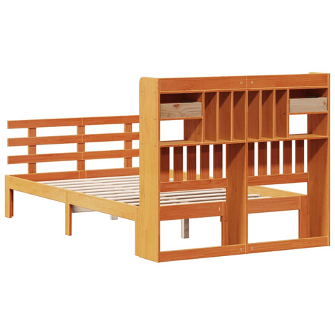 vidaXL Bookcase Bed without Mattress Wax Brown 135x190 cm Double Solid Wood Pine