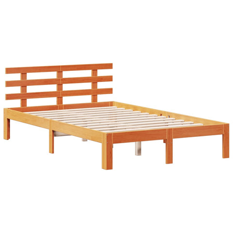 vidaXL Bookcase Bed without Mattress Wax Brown 135x190 cm Double Solid Wood Pine