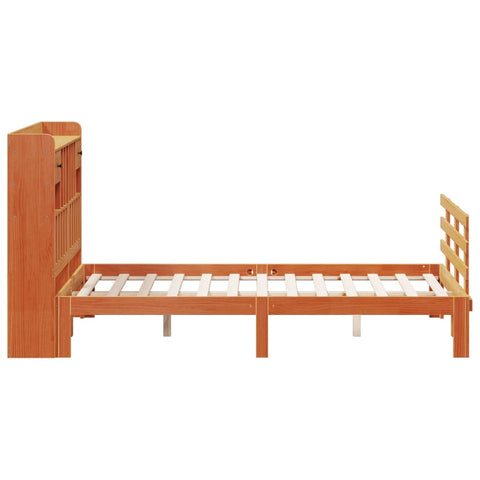 vidaXL Bookcase Bed without Mattress Wax Brown 140x190 cm Solid Wood Pine