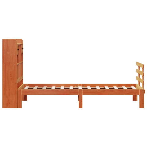 vidaXL Bookcase Bed without Mattress Wax Brown 90x200cm Solid Wood Pine