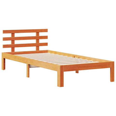 vidaXL Bookcase Bed without Mattress Wax Brown 90x200cm Solid Wood Pine