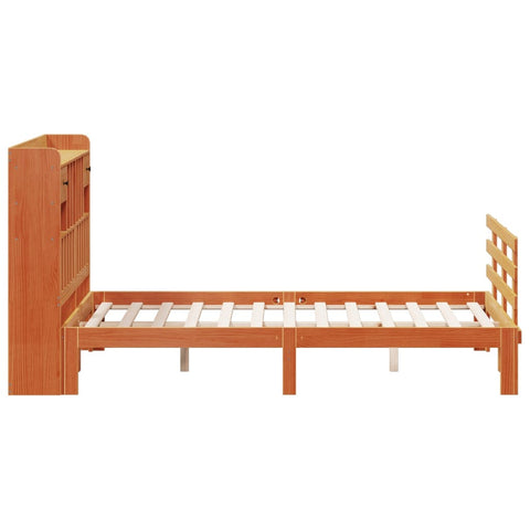 vidaXL Bookcase Bed without Mattress Wax Brown 150x200 cm King Solid Wood Pine