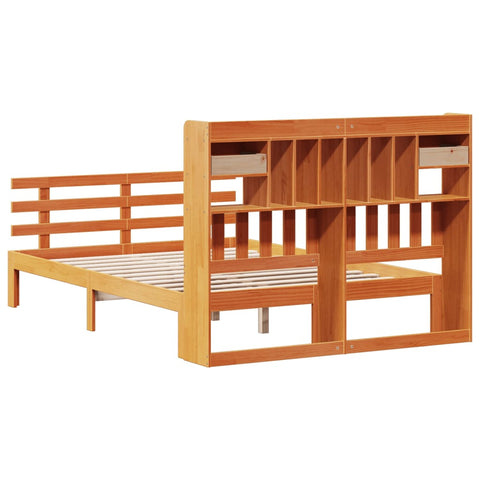 vidaXL Bookcase Bed without Mattress Wax Brown 150x200 cm King Solid Wood Pine