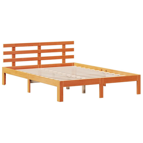vidaXL Bookcase Bed without Mattress Wax Brown 150x200 cm King Solid Wood Pine