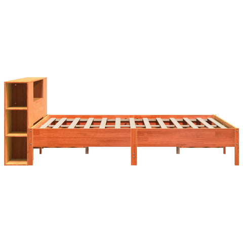 vidaXL Bookcase Bed without Mattress Wax Brown 200x200 cm Solid Wood Pine
