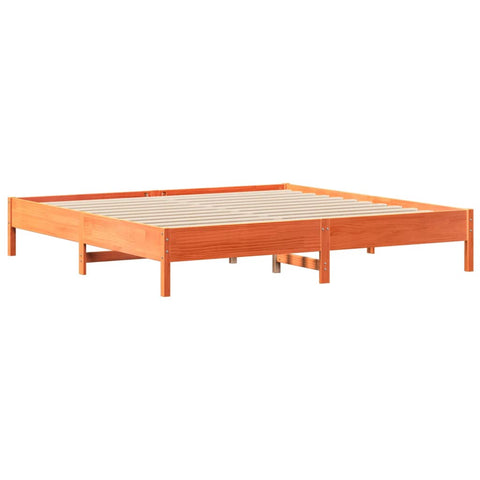 vidaXL Bookcase Bed without Mattress Wax Brown 200x200 cm Solid Wood Pine