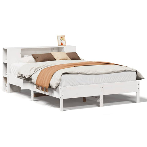 vidaXL Bookcase Bed without Mattress White 140x200 cm Solid Wood Pine