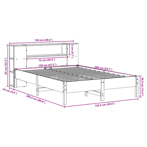 vidaXL Bookcase Bed without Mattress White 120x200 cm Solid Wood Pine