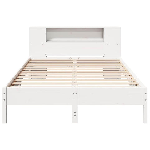 vidaXL Bookcase Bed without Mattress White 135x190 cm Double Solid Wood Pine