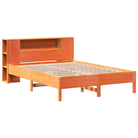 vidaXL Bookcase Bed without Mattress Wax Brown 135x190 cm Double Solid Wood Pine