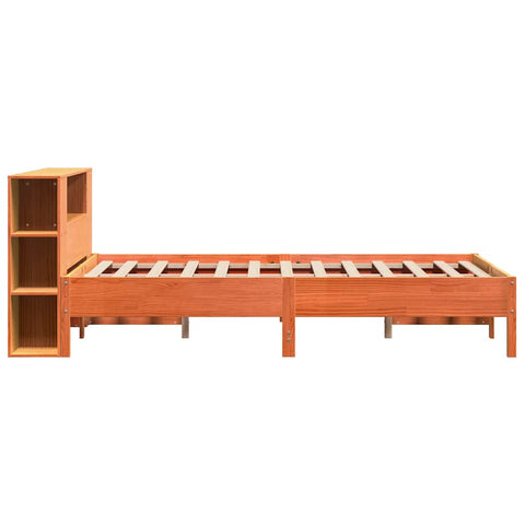 vidaXL Bookcase Bed without Mattress Wax Brown 135x190 cm Double Solid Wood Pine