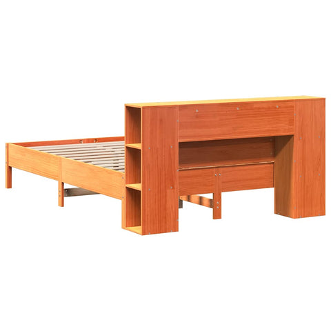 vidaXL Bookcase Bed without Mattress Wax Brown 135x190 cm Double Solid Wood Pine