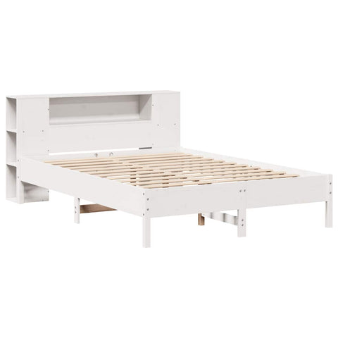 vidaXL Bookcase Bed without Mattress White 120x190 cm Small Double Solid Wood Pine