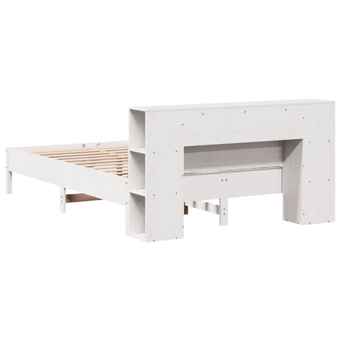 vidaXL Bookcase Bed without Mattress White 120x190 cm Small Double Solid Wood Pine