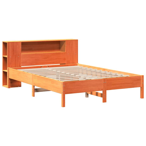 vidaXL Bookcase Bed without Mattress Wax Brown 120x190 cm Small Double Solid Wood Pine