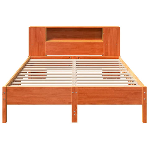 vidaXL Bookcase Bed without Mattress Wax Brown 120x190 cm Small Double Solid Wood Pine