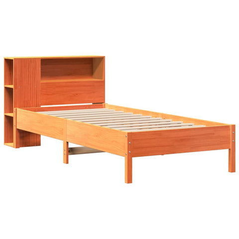 vidaXL Bookcase Bed without Mattress Wax Brown 100x200cm Solid Wood Pine