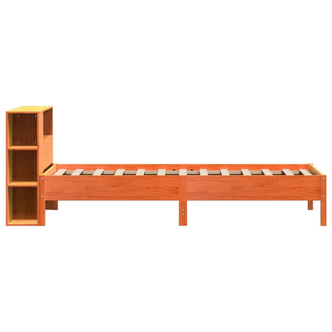 vidaXL Bookcase Bed without Mattress Wax Brown 100x200cm Solid Wood Pine