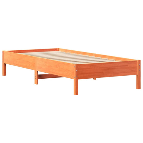 vidaXL Bookcase Bed without Mattress Wax Brown 100x200cm Solid Wood Pine