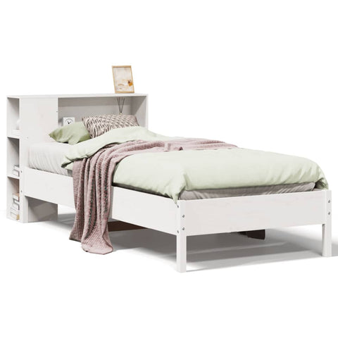 vidaXL Bookcase Bed without Mattress White 75x190 cm Small Single Solid Wood Pine
