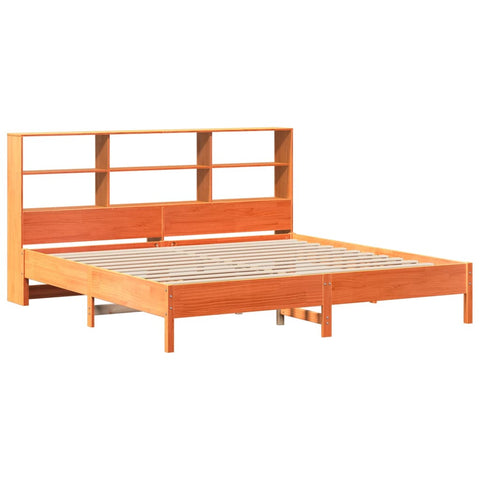 vidaXL Bookcase Bed without Mattress Wax Brown 180x200 cm Super King Solid Wood Pine