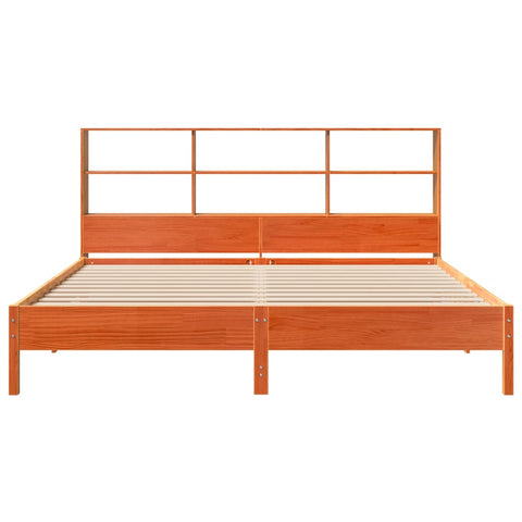 vidaXL Bookcase Bed without Mattress Wax Brown 180x200 cm Super King Solid Wood Pine