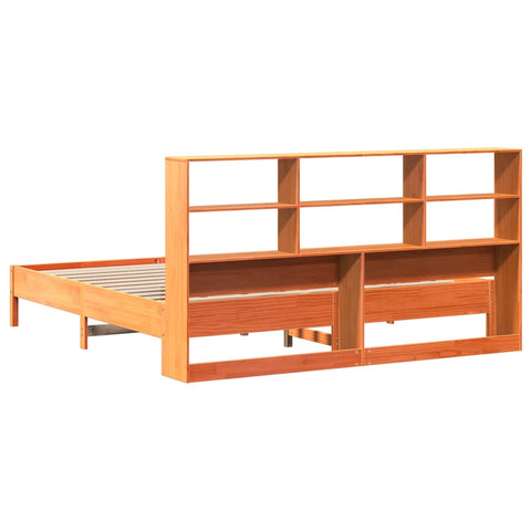 vidaXL Bookcase Bed without Mattress Wax Brown 180x200 cm Super King Solid Wood Pine